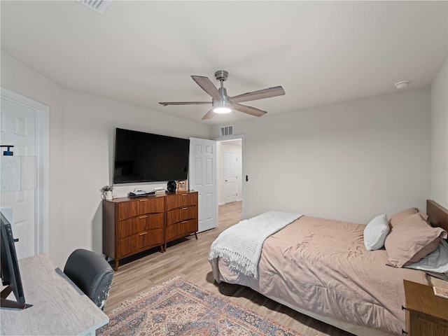 15579/15581 Chamberlain Blvd, Port Charlotte, FL 33953 - bedroom with light wood-style floors, a ceiling fan, and visible vents