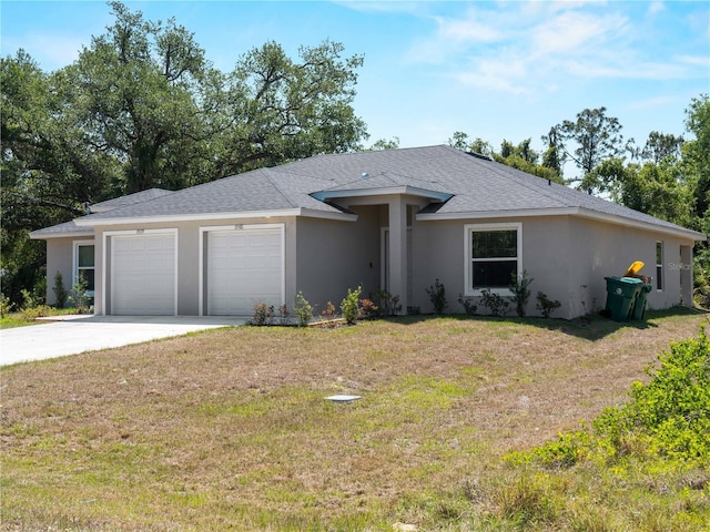 15579/15581 Chamberlain Blvd, Port Charlotte, FL 33953 - ranch-style home with concrete driveway, an attached garage, a front yard, and stucco siding