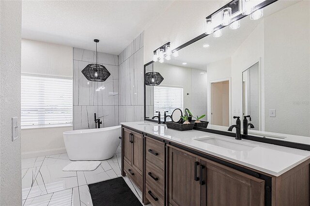1711 Boca Raton Ct, Punta Gorda, FL 33950 - bathroom featuring plenty of natural light, a freestanding tub, and a sink