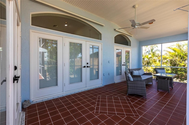 1711 Boca Raton Ct, Punta Gorda, FL 33950 - view of patio / terrace with french doors and a ceiling fan