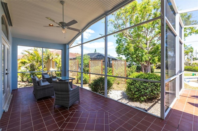 1711 Boca Raton Ct, Punta Gorda, FL 33950 - sunroom / solarium featuring outdoor dining space, a ceiling fan, and plenty of natural light