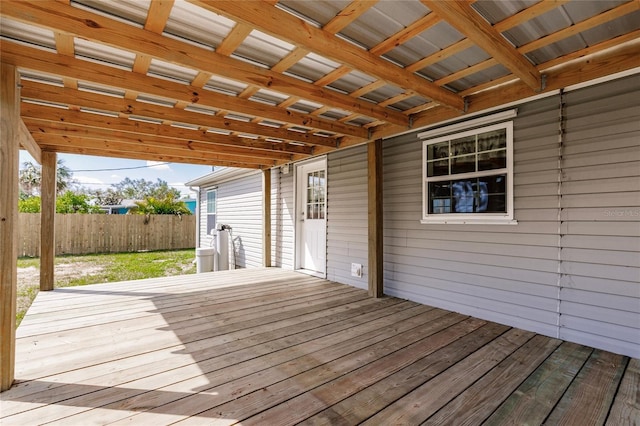 deck featuring fence