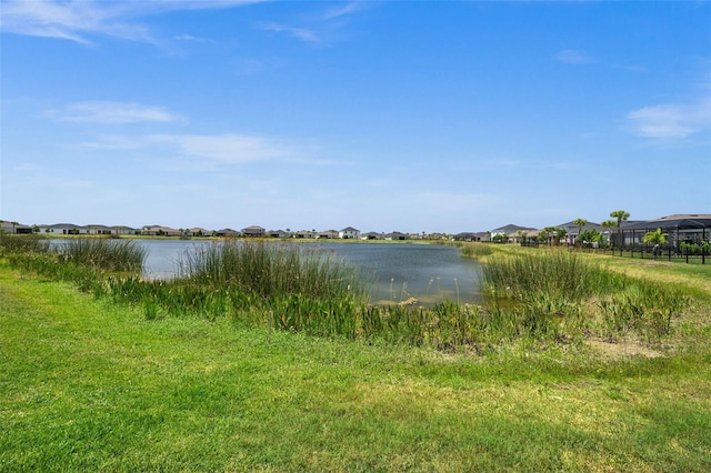 view of water feature with a residential view