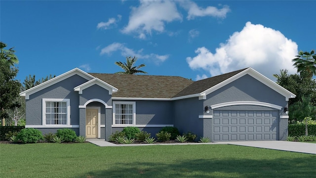 9135 N Lisa Ter, Citrus Springs, FL 34433 - single story home with concrete driveway, a garage, stucco siding, and a front lawn