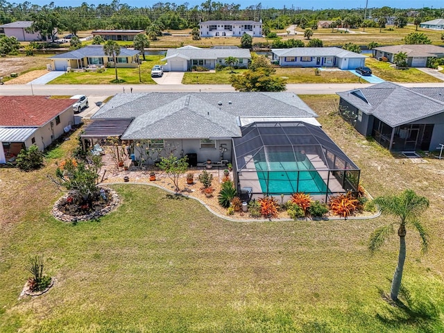 drone / aerial view with a residential view