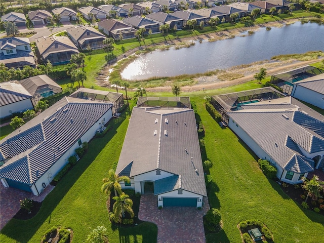 6763 Winding Cypress Dr, Naples, FL 34114 - aerial view featuring a water view and a residential view