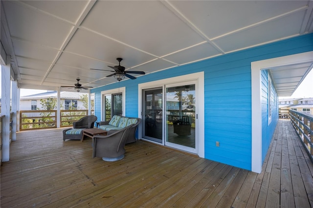 deck with a ceiling fan