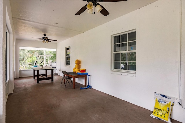 view of patio with a ceiling fan