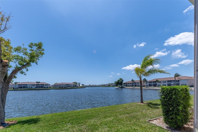 view of water feature with a residential view