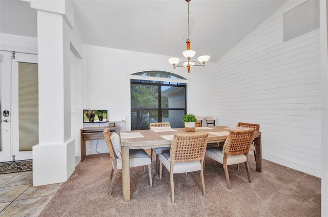 474 Lomond Dr, Port Charlotte, FL 33953 - dining area with a chandelier and high vaulted ceiling