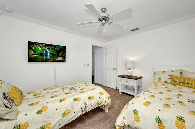 474 Lomond Dr, Port Charlotte, FL 33953 - bedroom featuring crown molding, dark colored carpet, and ceiling fan