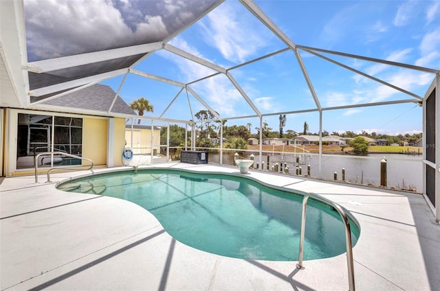 474 Lomond Dr, Port Charlotte, FL 33953 - outdoor pool with a patio area, a water view, and a lanai