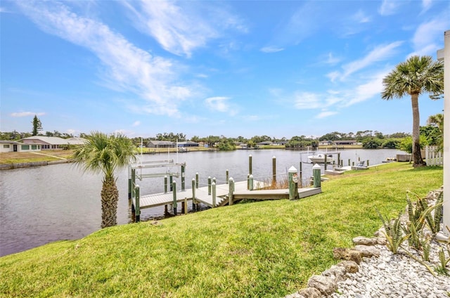 474 Lomond Dr, Port Charlotte, FL 33953 - dock featuring a yard, a water view, and boat lift