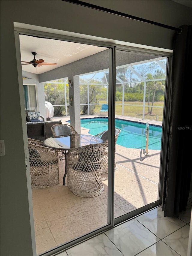 1025 Boundary Blvd, Rotonda West, FL 33947 - outdoor pool featuring a ceiling fan