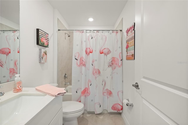21310 Quesada Ave, Port Charlotte, FL 33952 - full bath featuring vanity, tile patterned floors, shower / bath combination with curtain, and recessed lighting