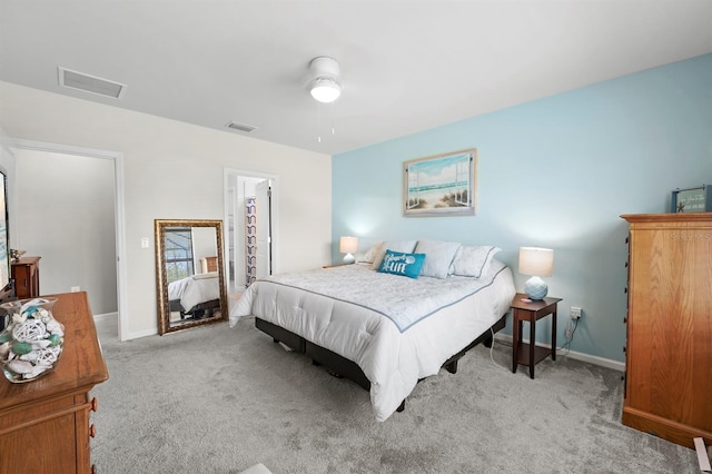 16016 Shoebutton Ct, North Fort Myers, FL 33917 - bedroom with baseboards, ceiling fan, carpet, and visible vents