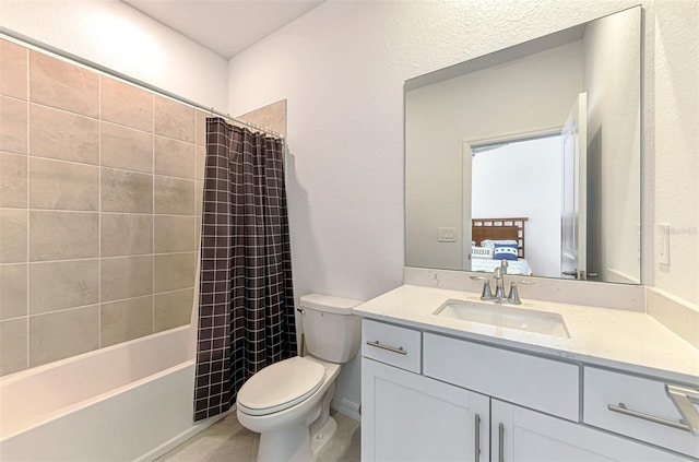 10995 Pinot Dr, Venice, FL 34293 - ensuite bathroom with toilet, shower / bath combo with shower curtain, ensuite bathroom, tile patterned flooring, and vanity
