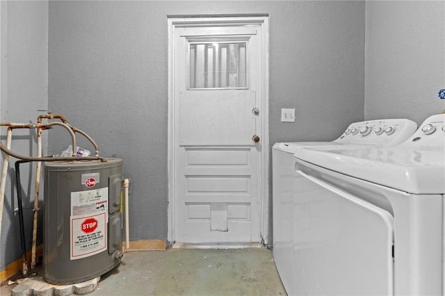5527 Fairway Dr S, Punta Gorda, FL 33982 - laundry area with separate washer and dryer, electric water heater, and a textured wall