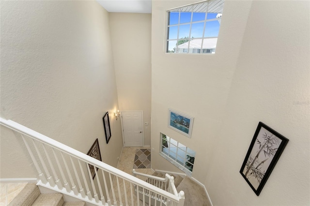 3412 Grand Vista Ct Unit 202, Port Charlotte, FL 33953 - stairway with baseboards and a towering ceiling