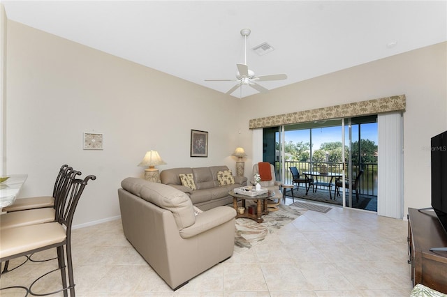 3412 Grand Vista Ct Unit 202, Port Charlotte, FL 33953 - living room featuring ceiling fan and light tile patterned flooring
