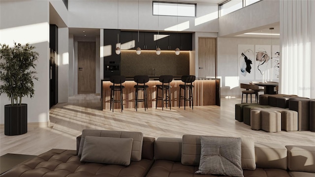 community lobby with a towering ceiling