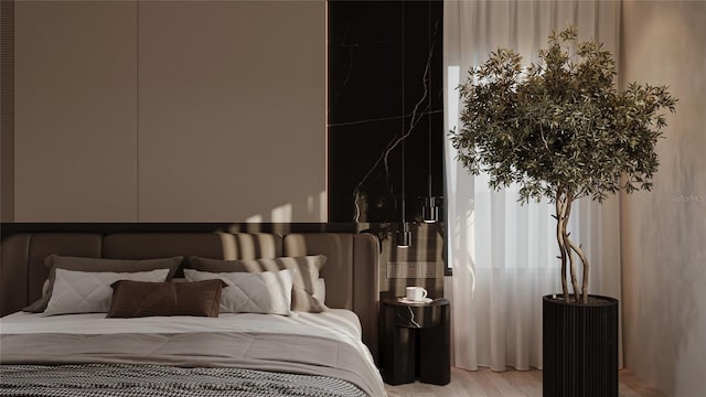 bedroom featuring wood finished floors