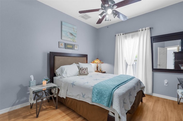 2911 Riverside Dr, Punta Gorda, FL 33950 - bedroom featuring wood finished floors, baseboards, and a ceiling fan