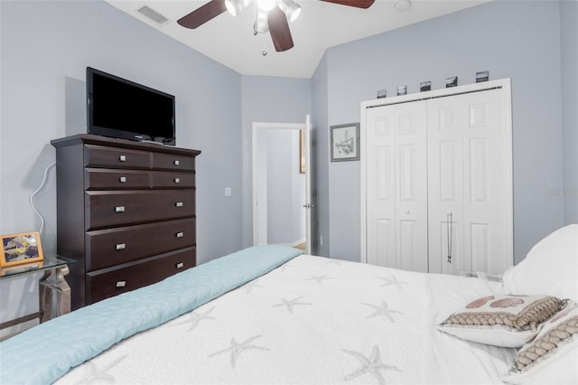 2911 Riverside Dr, Punta Gorda, FL 33950 - bedroom featuring a closet and a ceiling fan