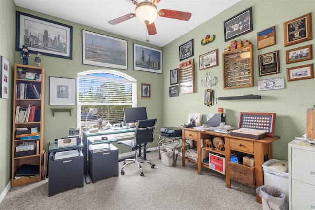 2911 Riverside Dr, Punta Gorda, FL 33950 - office featuring carpet flooring, a ceiling fan, and baseboards