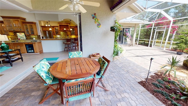 8596 SW Riverside Dr, Arcadia, FL 34269 - view of patio with glass enclosure and a ceiling fan