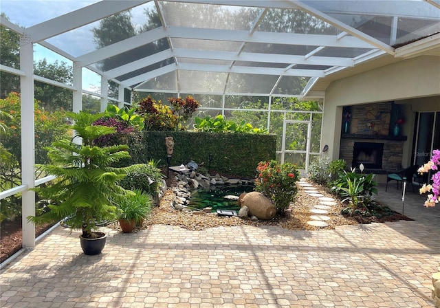 8596 SW Riverside Dr, Arcadia, FL 34269 - sunroom / solarium with an outdoor fireplace and vaulted ceiling