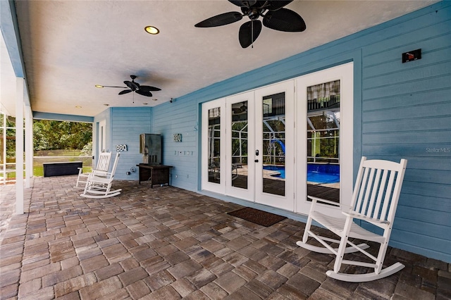 7192 SW Albritton St, Arcadia, FL 34266 - view of patio / terrace featuring french doors and ceiling fan