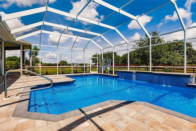 7192 SW Albritton St, Arcadia, FL 34266 - outdoor pool featuring a patio area and glass enclosure