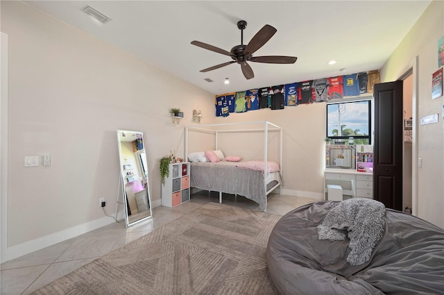 3527 NW 8th Ter, Cape Coral, FL 33993 - tiled bedroom with ceiling fan and recessed lighting