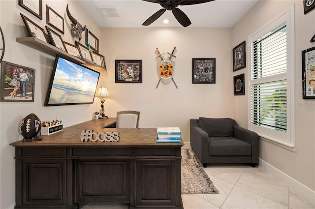 3527 NW 8th Ter, Cape Coral, FL 33993 - office space featuring a ceiling fan and light tile patterned floors