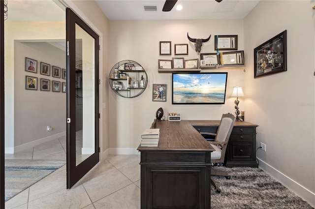 3527 NW 8th Ter, Cape Coral, FL 33993 - office space featuring ceiling fan, french doors, and recessed lighting