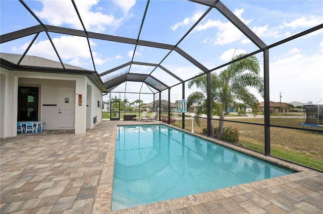 3527 NW 8th Ter, Cape Coral, FL 33993 - swimming pool with a patio area, a lanai, and a trampoline