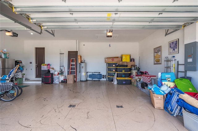 3527 NW 8th Ter, Cape Coral, FL 33993 - garage featuring electric panel, a garage door opener, and electric water heater