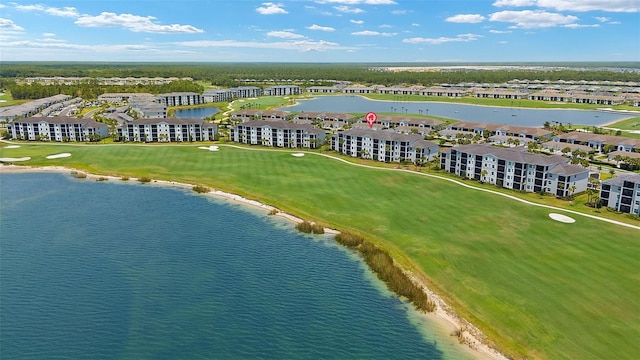 aerial view of a nearby body of water and a local golf course