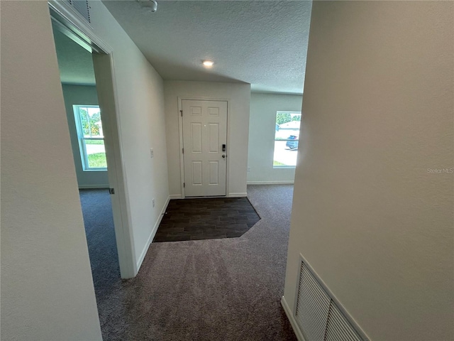 6 Whittier Ln, Palm Coast, FL 32164 - entrance foyer with carpet floors, baseboards, and a textured ceiling