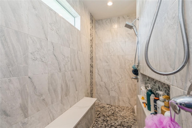 1306 Osprey Dr, Punta Gorda, FL 33950 - bathroom featuring tiled shower and recessed lighting