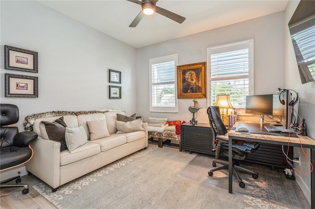 1306 Osprey Dr, Punta Gorda, FL 33950 - office area featuring plenty of natural light, ceiling fan, and wood finished floors