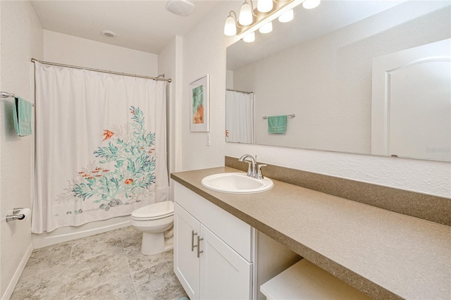 25324 Aysen Dr, Punta Gorda, FL 33983 - full bathroom featuring toilet, vanity, shower / bath combo, and baseboards