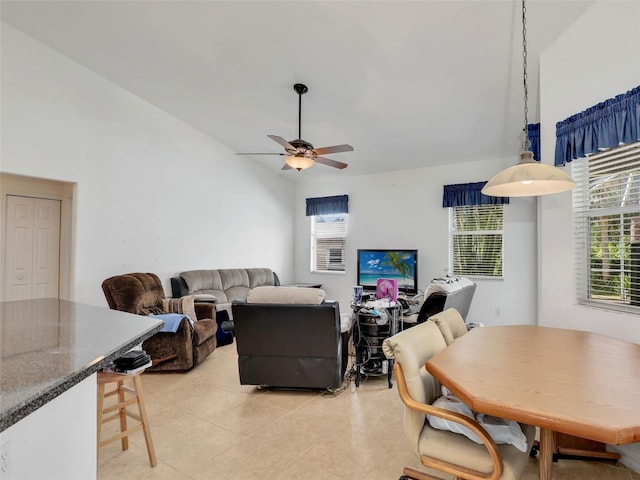 8377 Mambo Ave, North Port, FL 34291 - living area with ceiling fan and light tile patterned flooring
