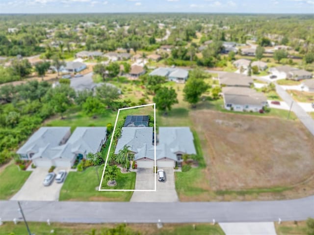 aerial perspective of suburban area featuring property parcel outlined