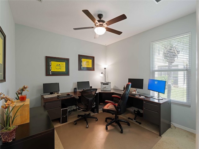 11982 Granite Woods Loop, Venice, FL 34292 - office featuring carpet, ceiling fan, and baseboards