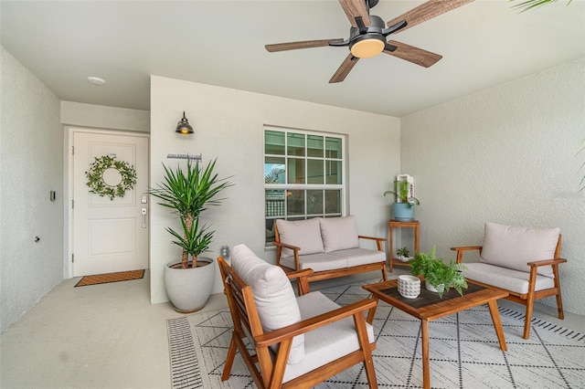 43984 Boardwalk Loop Unit 1726, Punta Gorda, FL 33982 - living area featuring a textured wall and ceiling fan