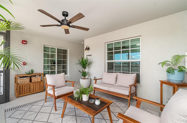 43984 Boardwalk Loop Unit 1726, Punta Gorda, FL 33982 - view of patio with an outdoor living space and a ceiling fan