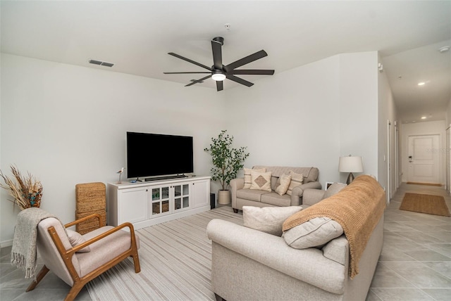 43984 Boardwalk Loop Unit 1726, Punta Gorda, FL 33982 - living room with ceiling fan, light tile patterned flooring, and recessed lighting