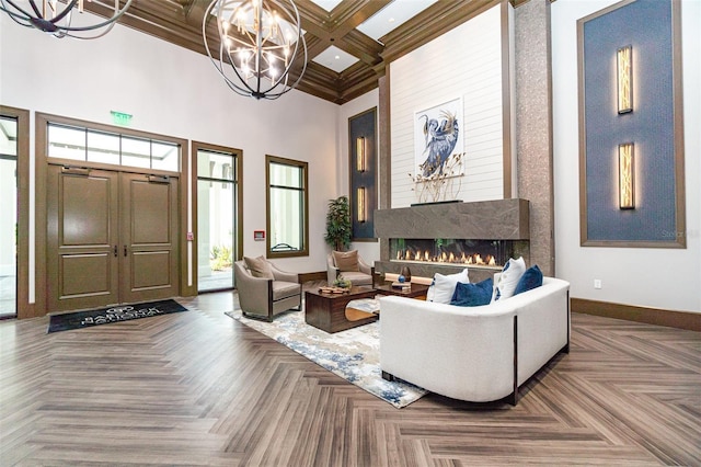 43984 Boardwalk Loop Unit 1726, Punta Gorda, FL 33982 - building lobby featuring a high ceiling, beam ceiling, and coffered ceiling